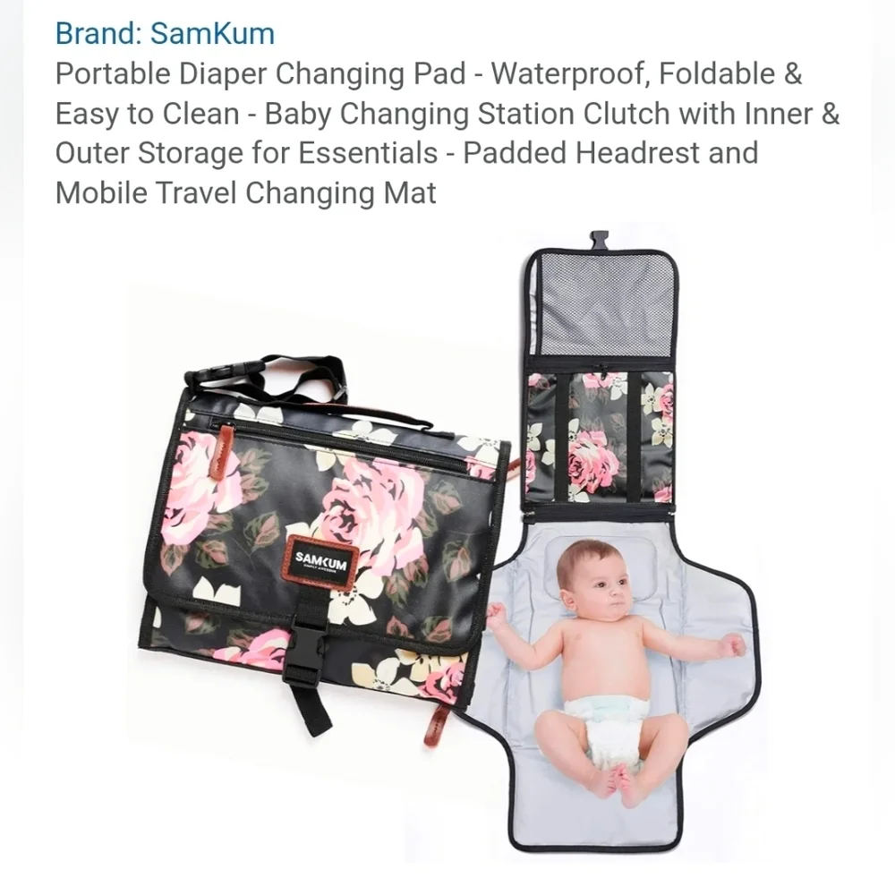 SAMKUM Floral Baby Changing Mat